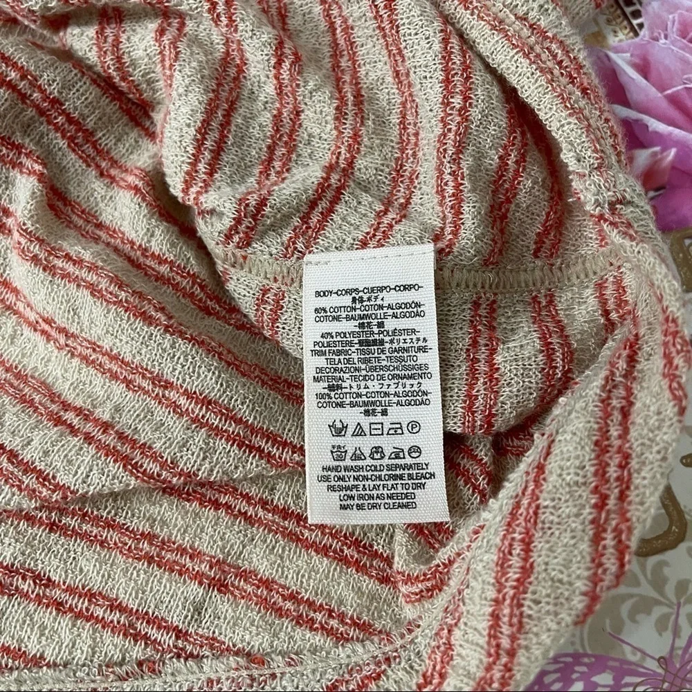Free People Striped Surplice Tank Floral Appliqués